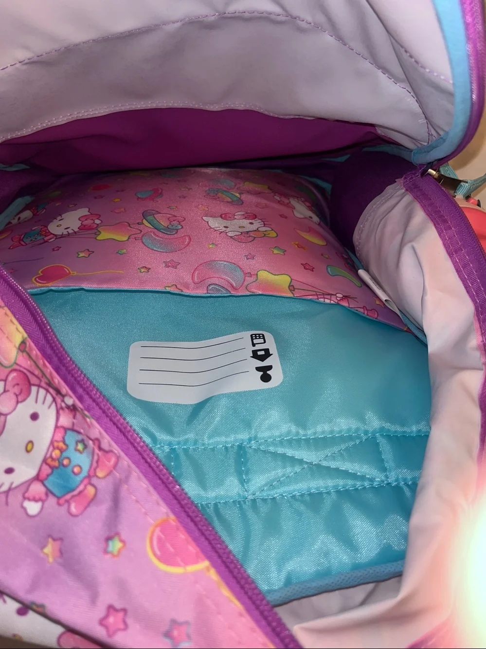 Hello Kitty Pink Purple Glitter Kids Backpack with Pastel Stars